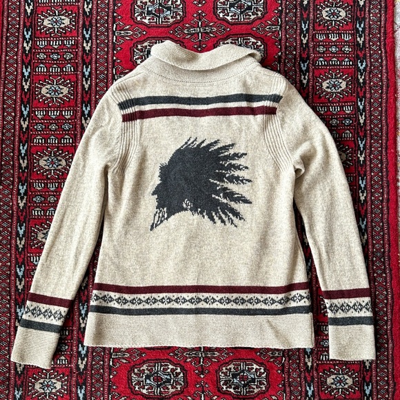 Pendleton Archive Brown Native American Silhouette Zip-Up Sweater size medium - Picture 5 of 7